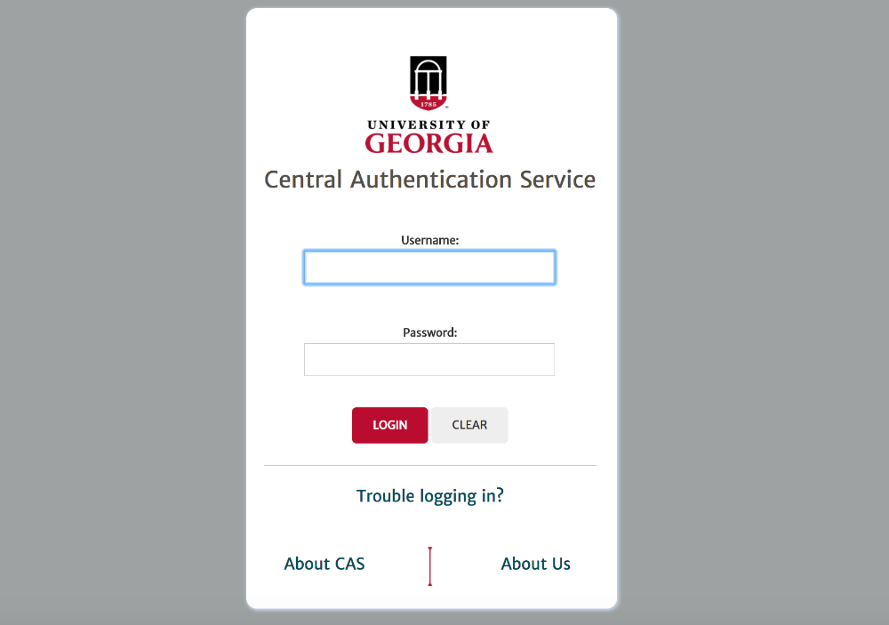 CAS 2 Log In Screen